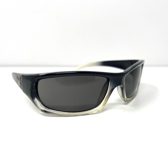 Dragon Alliance Men’s “Chrome” Wrap Sunglasses Ombre Black Clear Jet Fade Grey - Picture 1 of 8